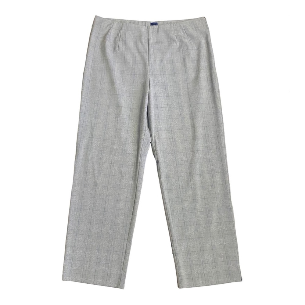 Basic Editions Gray Plaid Trouser Suit Slacks Pants Slit Hem-size 16